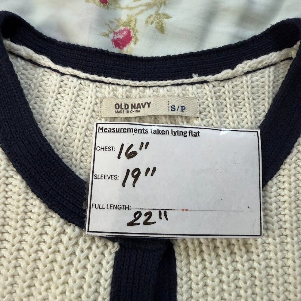 Old Navy Women's White and Navy Cardigan- Small - Picture 2 of 9